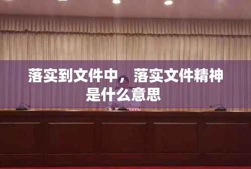 落实到文件中,落实文件精神是什么意思